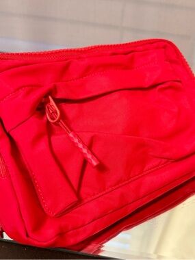 Iris & Rainbow Red Multi Pocket long strap size inclusive crossbody